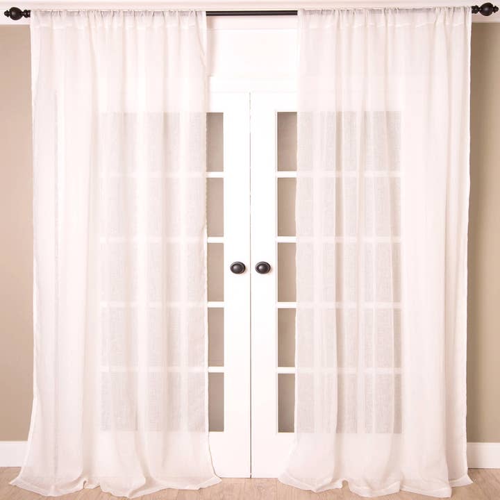 India's Heritage - Wholesale Curtain - Superior Linen Sheer Curtain, White