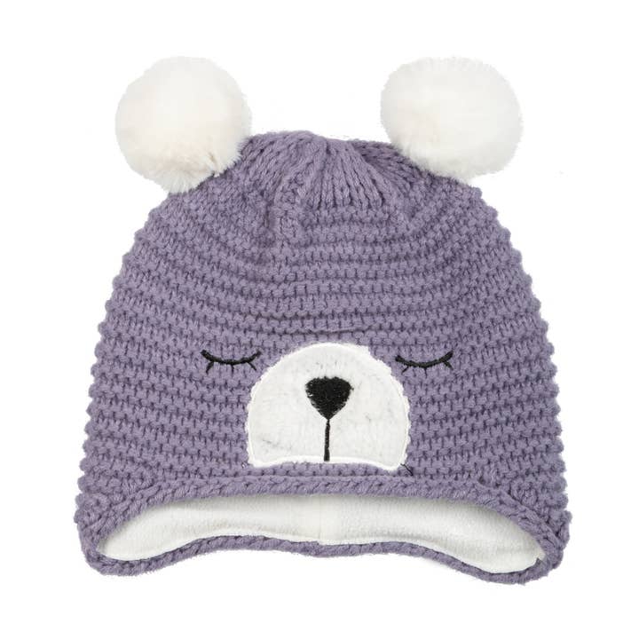 Berretto per bambini Sleepy Bear con orecchie in pelliccia sintetica per la vendita all'ingrosso da parte di Bay Sky Home