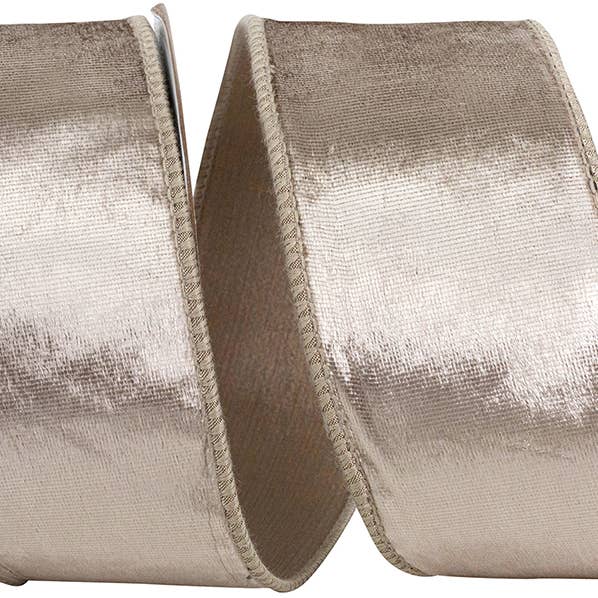 Designer Plush Velvet Elite Wired Edge, Platinum, 2-1/2 In for wholesale by RELIANT RIBBON