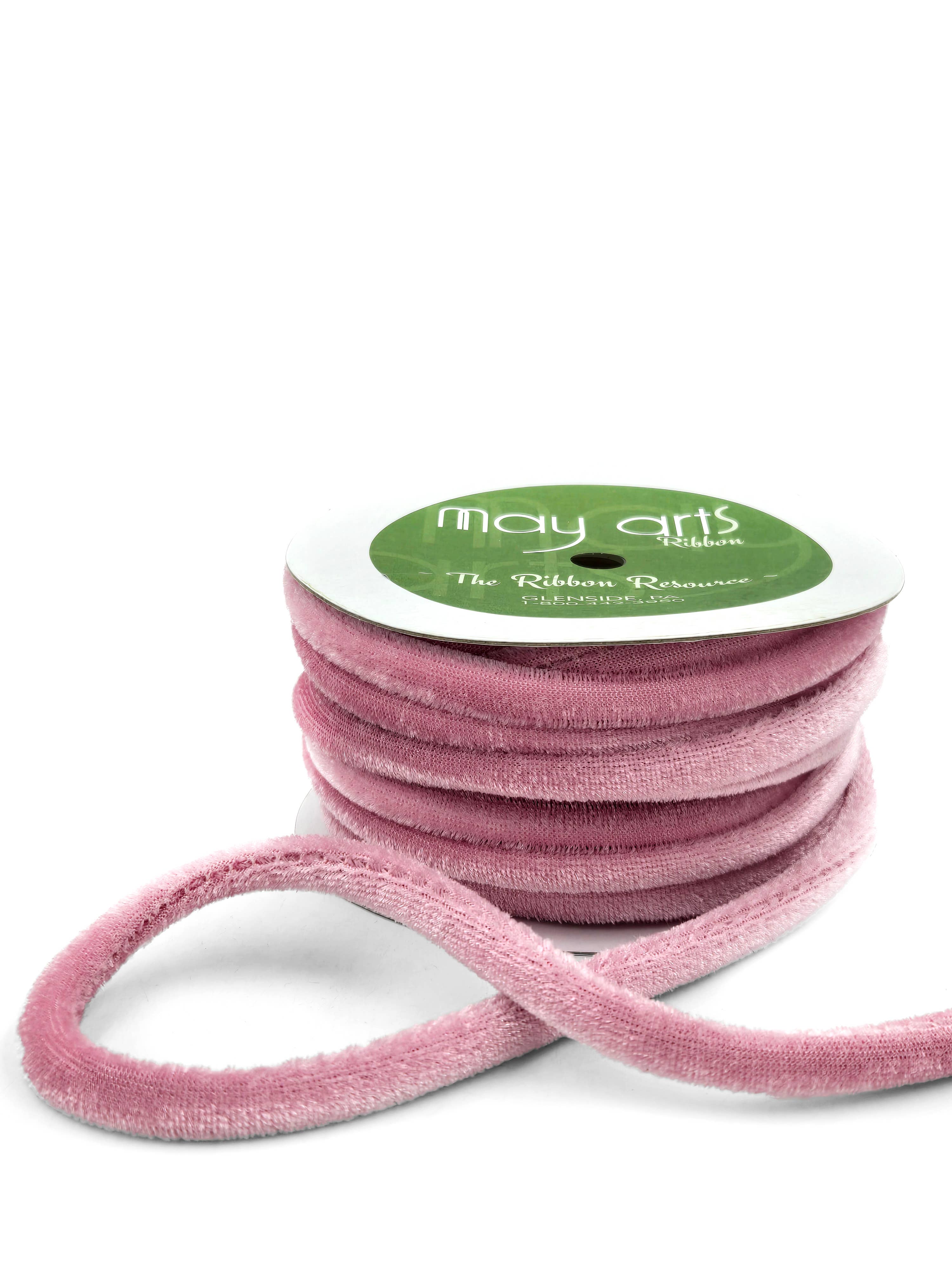 May Arts Ribbon - Wholesale Ribbon - Gift Wrapping - 1/4" Pink Velvet Piping