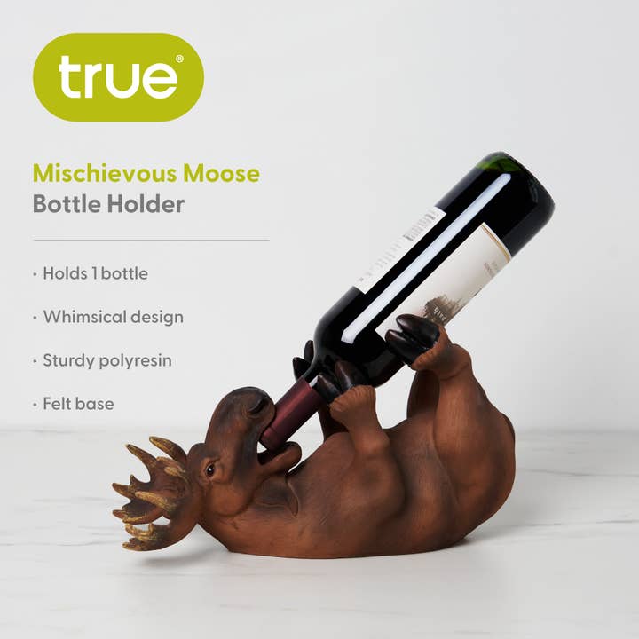TRUE - Wholesale Bottle Rack/Holder - Decorative Animal Wine Bottle Holder - Mischievous Moose