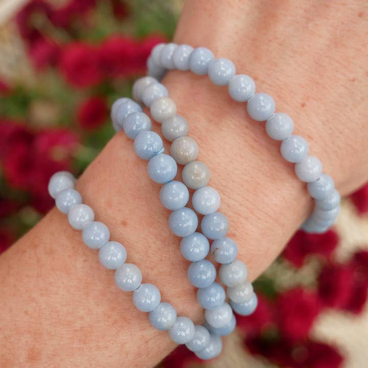 Angelite Beaded Bracelet 6mm for wholesale by The Healing Sanctuary
