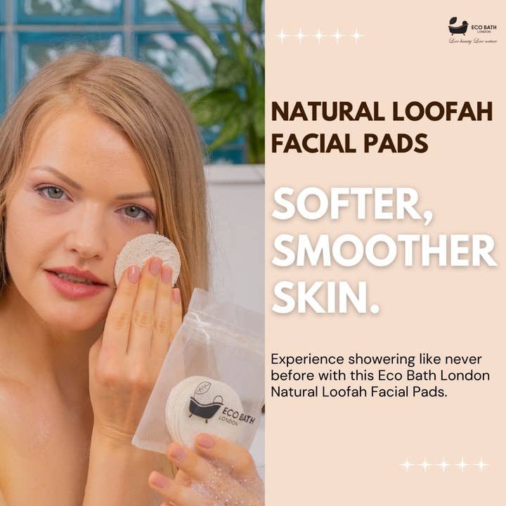 Eco Bath London – Esponja por atacado – Almofadas Esfoliantes Eco Bath London Natural Loofah Face - 6 unidades (1 embalagem)1