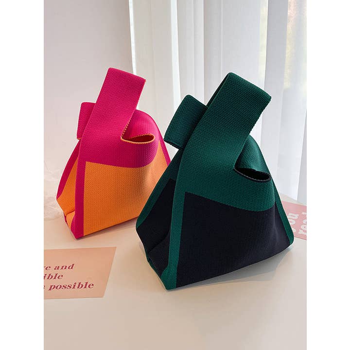 StyleGalX - Wholesale Tote Bag - Women's - Simple Knitting Contrast Color Color-Block Bags Accessories Handbags9