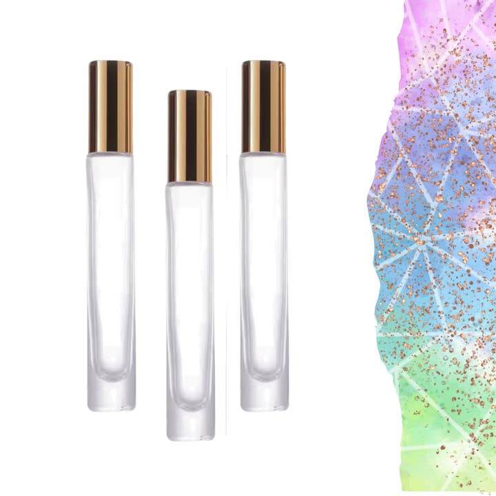 Essential Wellness - Body, Mind, Spirit – wholesale Essential oil roll-on – TALL ROUND 10ml Glass Roller - Choice of Cap and Rollerball