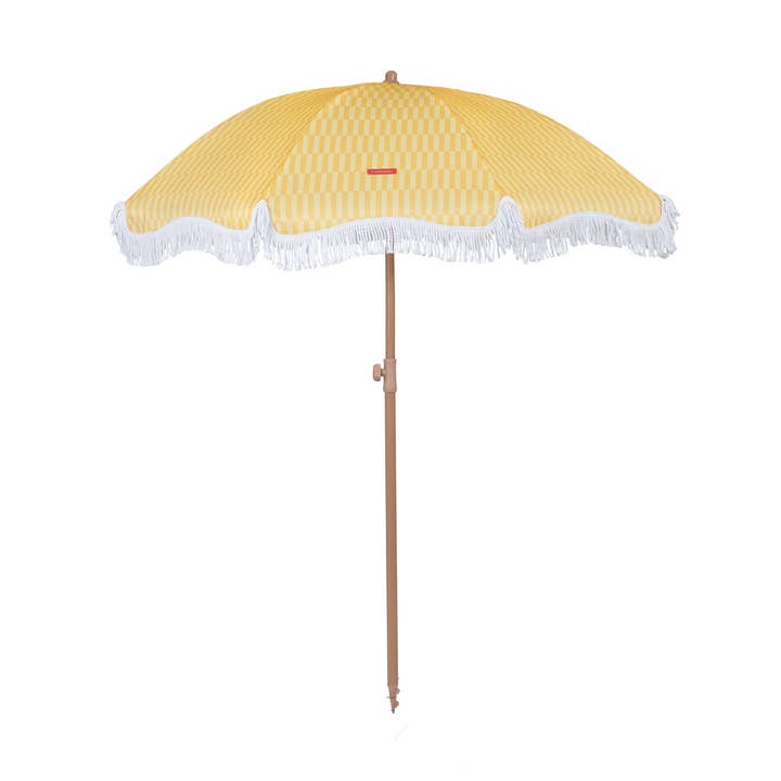 Yellow striped umbrella for wholesale by Flamingueo