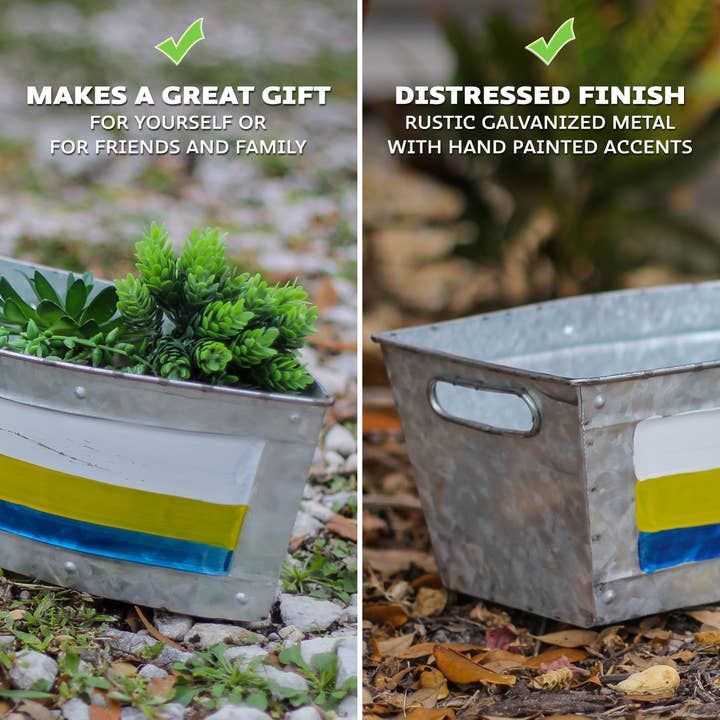 Zeckos - Vendita all'ingrosso Vasi per piante - Set di 2 fioriere per barche in metallo zincato con finitura anticata5