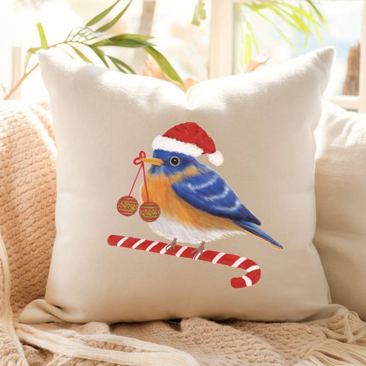 Feestelijke Vakantie Vogel Kussen - Vrolijke Kerstmis Huisdecoratie voor wholesale door MerikaArt