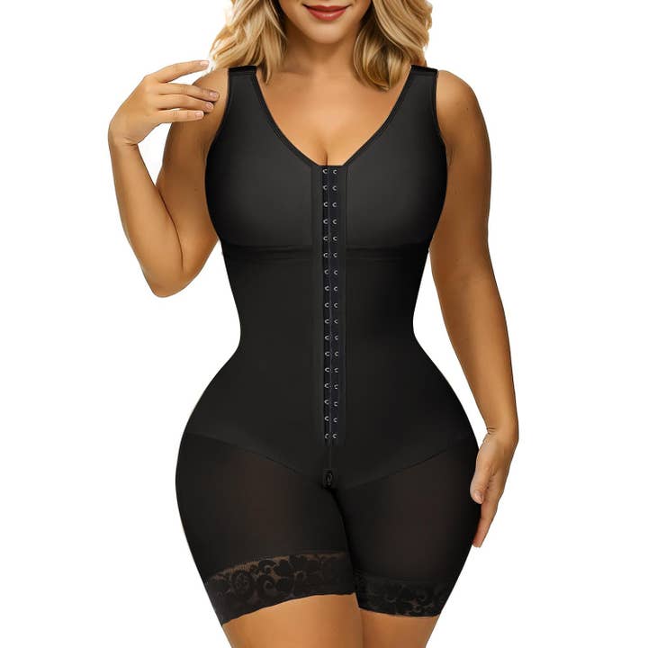 SHAPERX Full Body Hooked Faja Bodysuit with Zipper Crotch for wholesale by ShaperX Shapewear