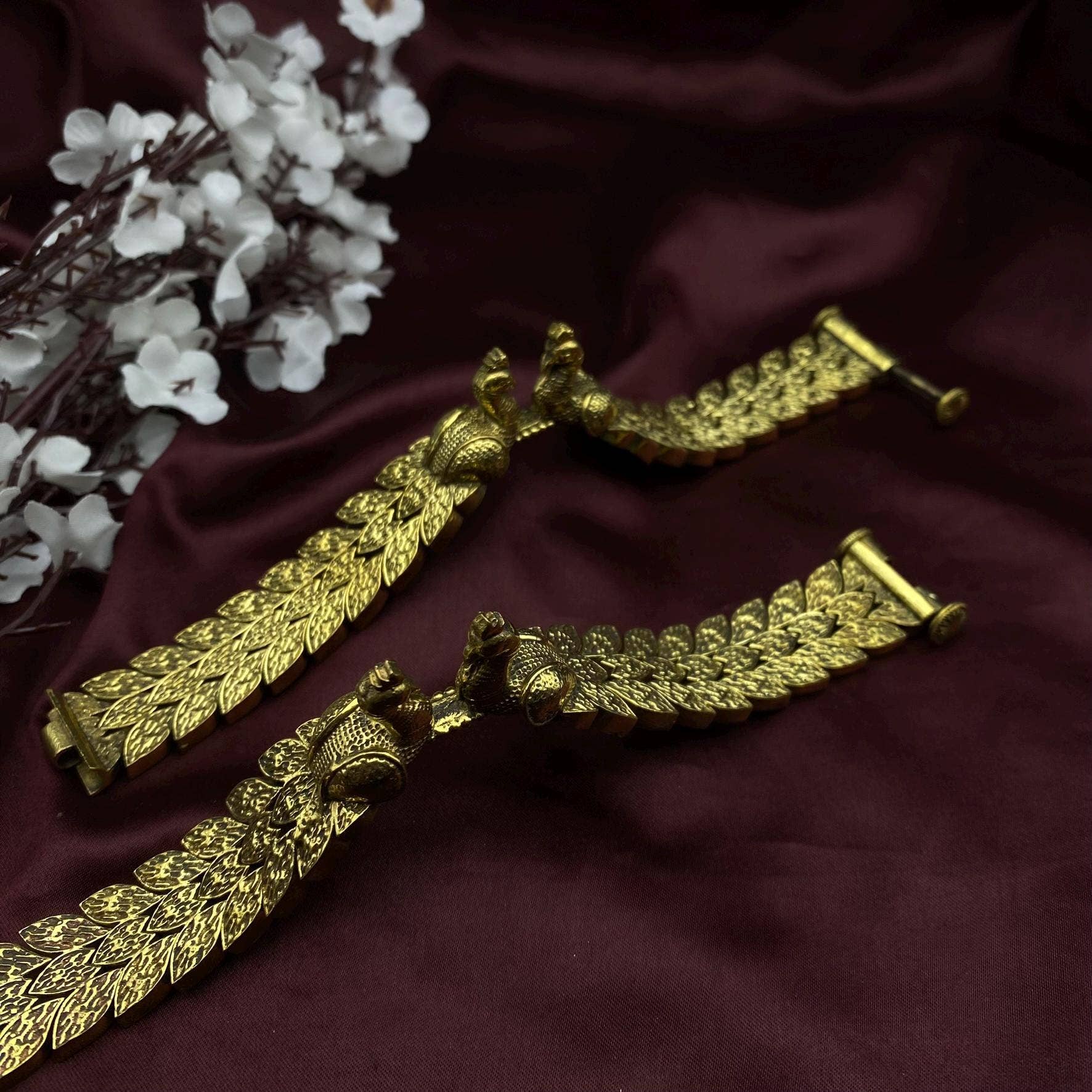 Quirky Fashions – wholesale Cuff bracelet – Oxidized Golden Peacock Kada | Antique Temple Jewelry0
