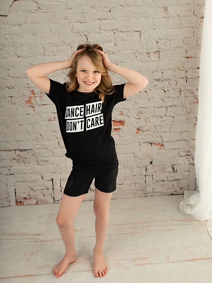 Dance Hair Don't Care Glitter Tee for wholesale by Reagan Rae