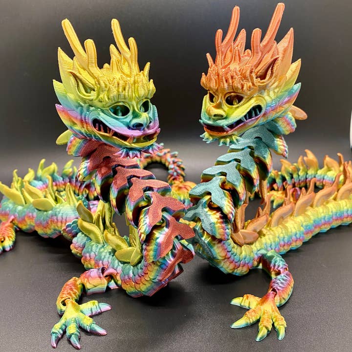 NumanPrints - Wholesale Fidget Toy - Kids - Chinese Imperial Dragon 3D Printed Articulated Toy Rainbow9