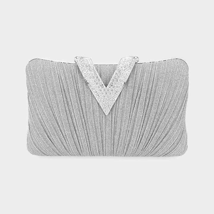 Sensibling Corp. – wholesale Kuvertväska - Dam – Glittrig Tyg Stenbelagd V-vik Clutch / Aftonväska