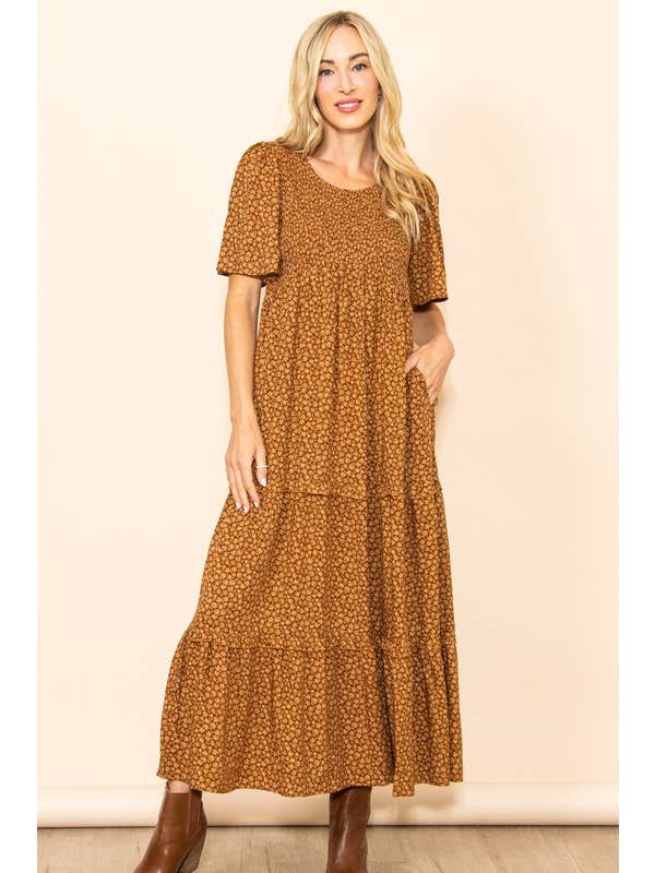 Elloh Collection – Großhandel Kleid – Damen – Fall In Love Maxikleid mit gesmoktem Flare-Blumenmuster und Taschen4