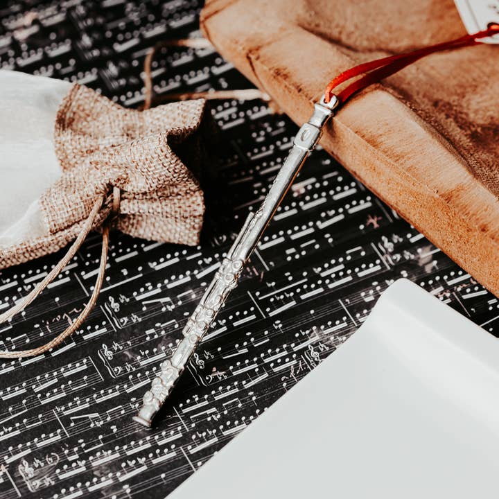 Music Christmas Ornament - Flute Gift for wholesale by House of Morgan Pewter