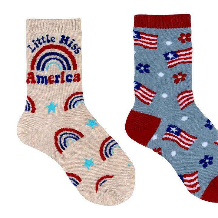 Everything Legwear Kids Little Miss America 2 Pair Crew Sock for wholesale by Everything Legwear