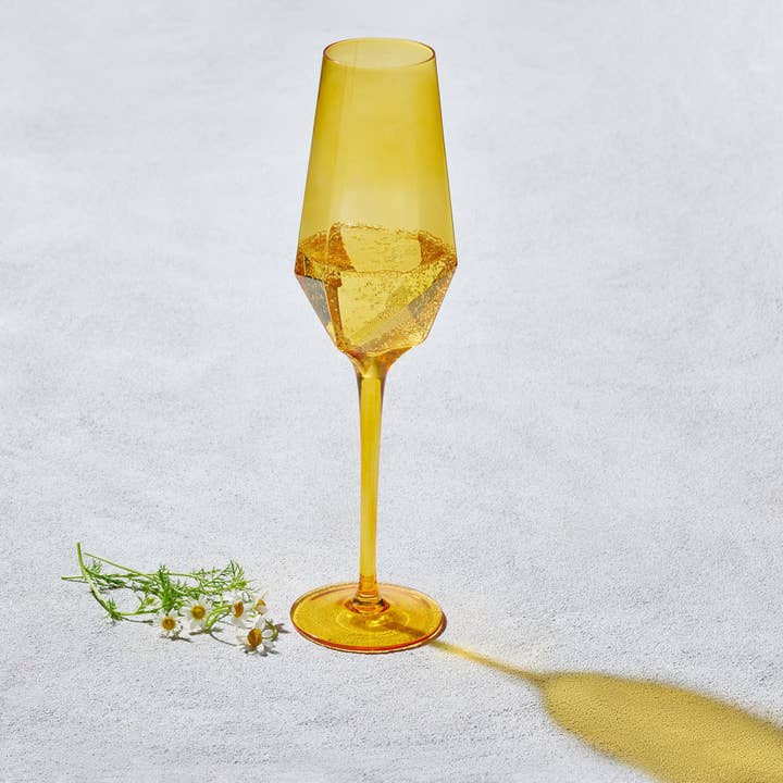 Vikko Decor - Sparkle, Yellow, Champagne Flute, Glass, 15 Oz for wholesale by Kadra Kitchenware