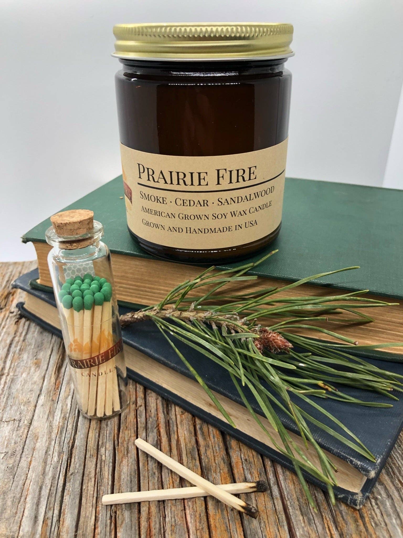 Prairie Fire Candles – wholesale Burkljus – Prairie Fire Soy Candle | 9 oz Amber Apothecary Jar1
