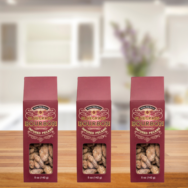 Damn, Man Snacks - Wholesale Nuts - Bluegrass Original Bourbon Pecans 5 oz. Box Whiskey Infused4