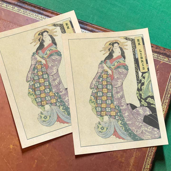 Geisha, Ex-Libris-Exlibris aus gummiertem Papier für den Großhandel von Ebon et Noir LLC