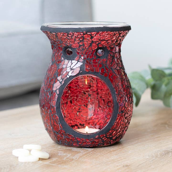 Something Different Wholesale - Wholesale Oil Warmer - Large Red Crackle Glass Oil Burner and Wax Warmer