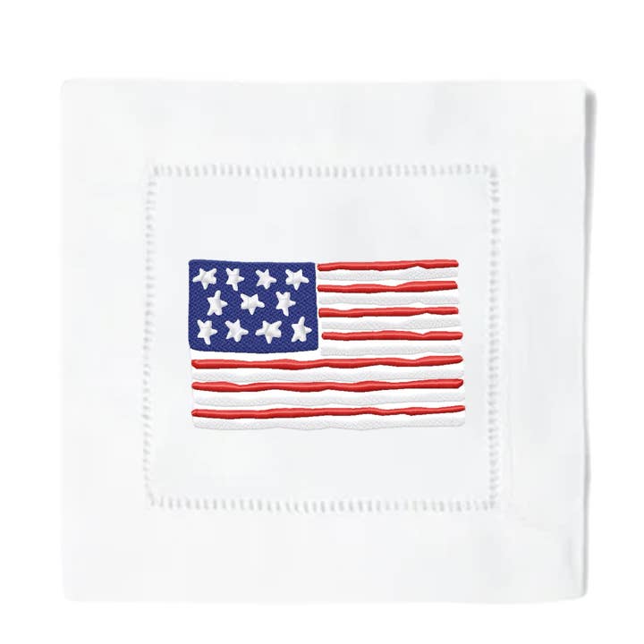 Guardanapos Cocktail Bandeira Americana por atacado de Blythe Embroidery Co.