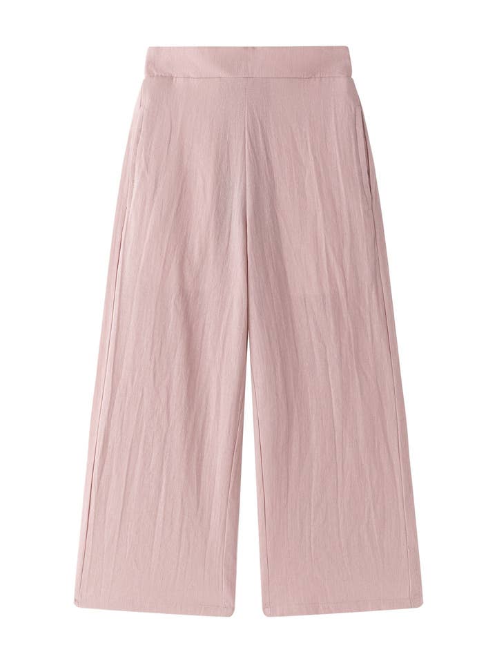 Girls trousers 3-9Y dusty pink linen JGV96744
for wholesale by Newness Kids