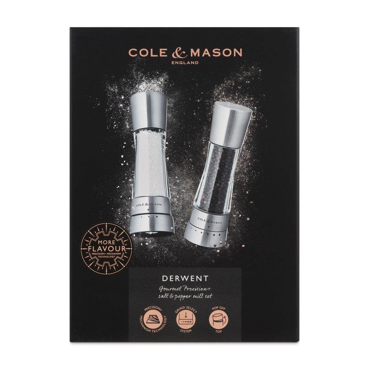 DKHB [Zyliss, Cole & Mason, Swissmar, AdHoc, Ken Hom] - Wholesale Salt & Pepper Shaker Set - Cole & Mason Derwent Salt & Pepper Mill Set, Stainless Steel9