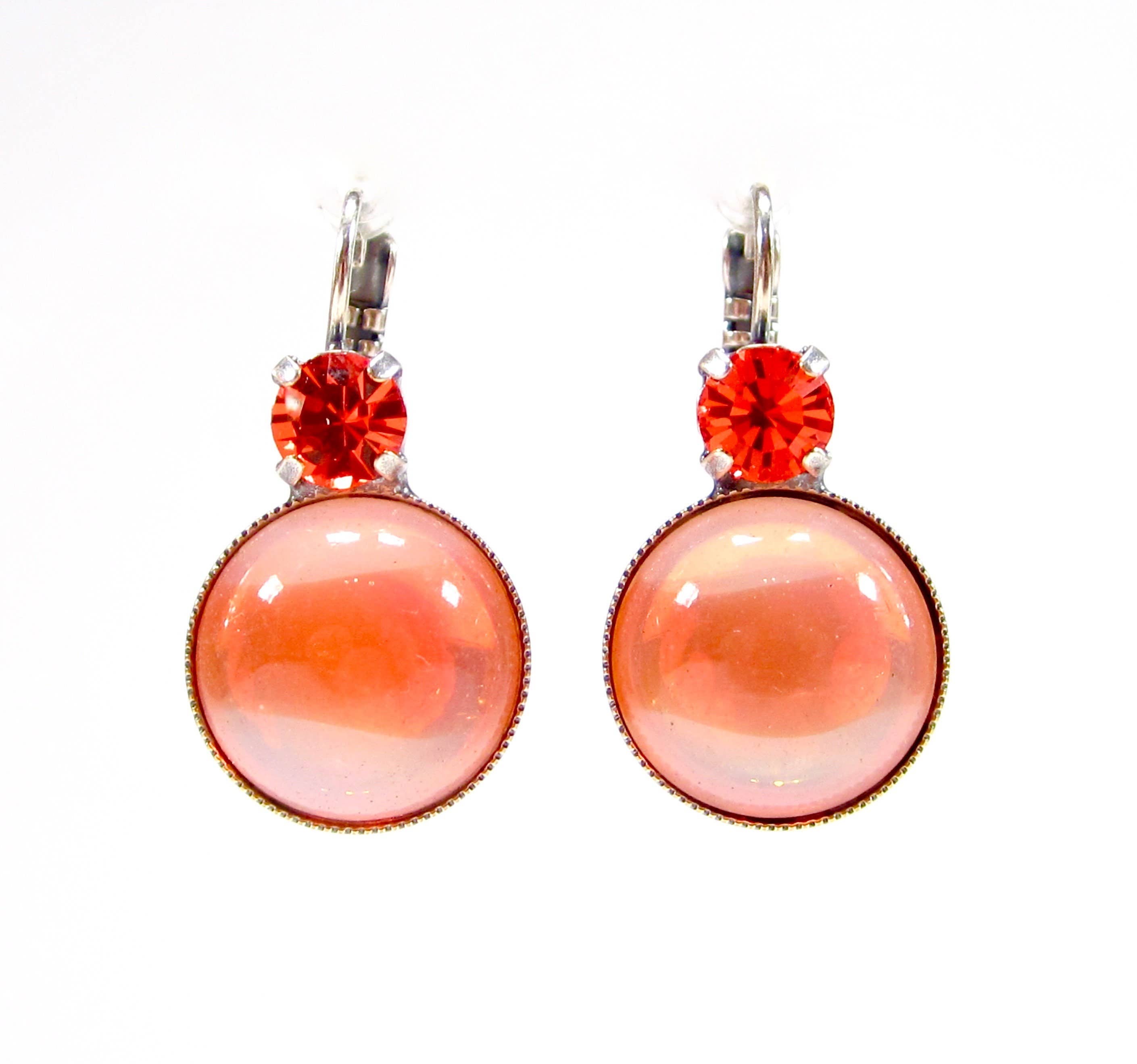 SoHo Schmuckmanufaktur – Engroshandel Hængeøreringe og creoløreringe – Farverige Sommerøreringe Orange Strass 1960'erne Håndlavet0