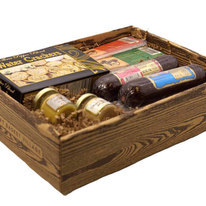 Gift Basket Village LLC - Wholesale Food gift basket - Hearty Gourmet Gift Box – Mustard, Meats & Cheese1