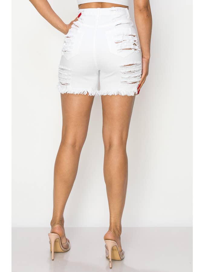 The Map Jeans - Wholesale Shorts - Women's - Women's Casual Destroy Short White Jeans N81707