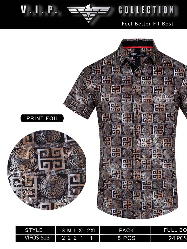 VIFOS-523 COLLECTION VIP CHEMISE Ă MANCHES COURTES EFFET FOIL pour la vente par Urban Fitz