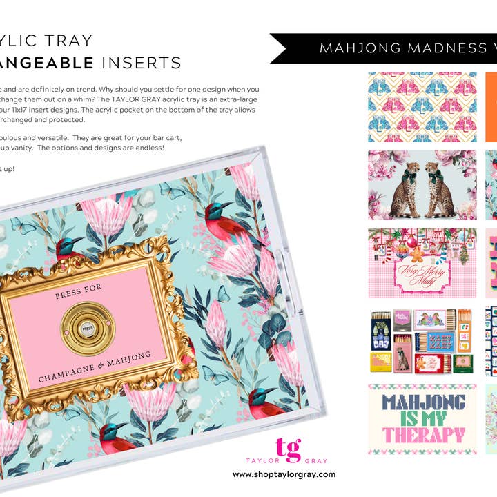 TAYLOR GRAY - Wholesale Decorative Tray - 11x17 MAHJONG MADNESS VOL 2 insert set of 1011