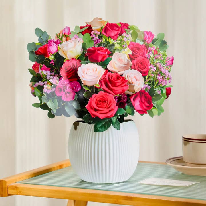 PetalPal - Wholesale Everyday Greeting Card - Rosy Radiance Pop-Up Bouquet