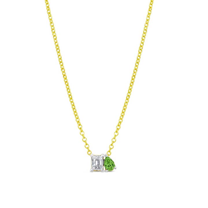 Meira T - Vente Colliers à pendentif - Collier Toi et Moi Diamant et Péridot | 0,5 carat