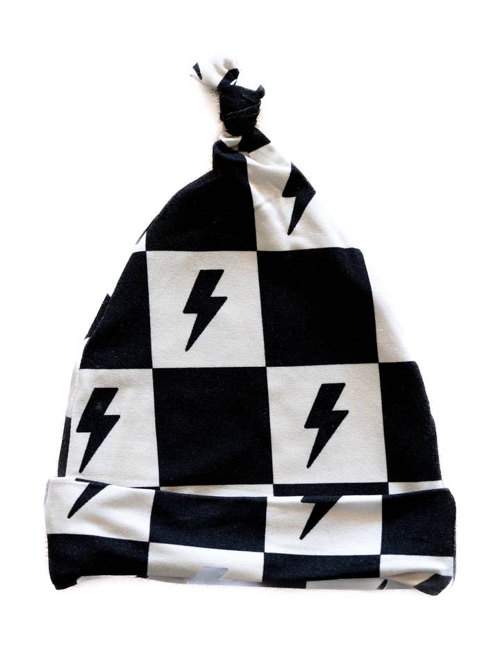 Éclair à carreaux | Bonnet en bambou | Casquettes pour bébés pour la vente par Charlie Lou Baby