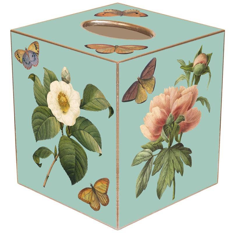 Marye-Kelley - Wholesale Tissue Box - Aqua Floral Tissue Box Cover1