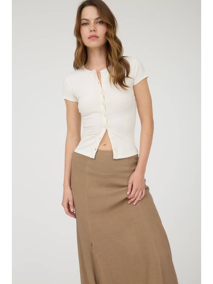 The Workshop Studio - Wholesale Skirt - Women's - SIDE SLIT LIGHTWEIGHT MIDI SKIRT13