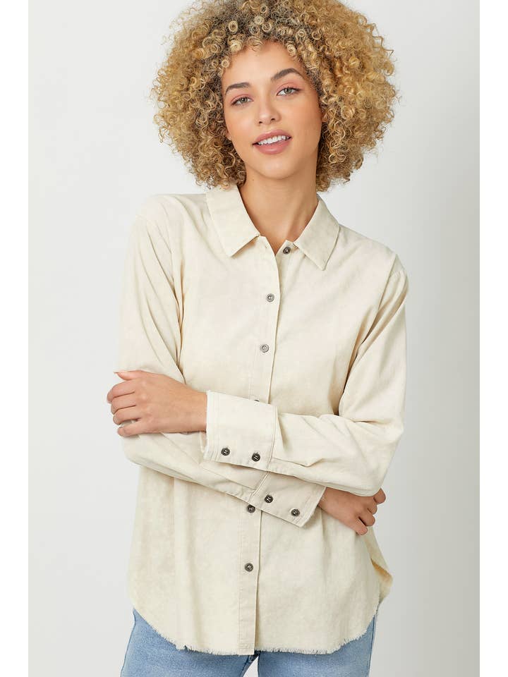 Mystree – Engroshandel Skjorte med buttondown – til kvinder – 60857 Vasket fløjlsskjorte9