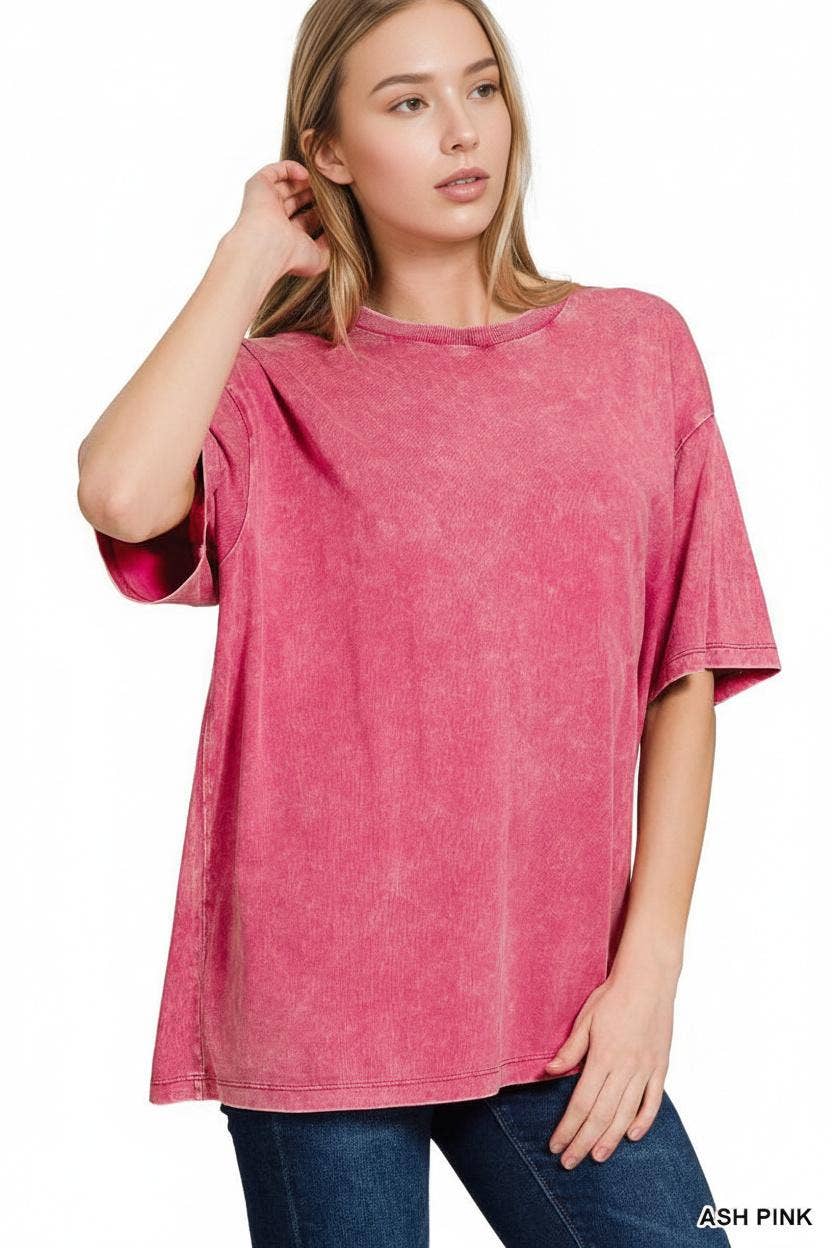 42POPS - Wholesale Knit Top - Women's - .Vintage Wash Oversize Cotton Tee1