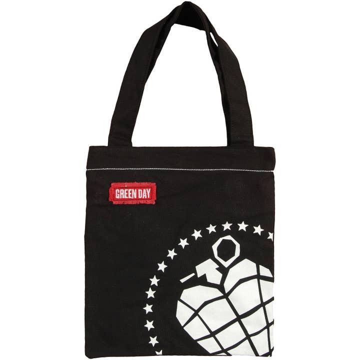 Rockabilia - Wholesale Tote Bag - Women's - Green Day Heart Grenade Canvas Tote Wallets & Handbags