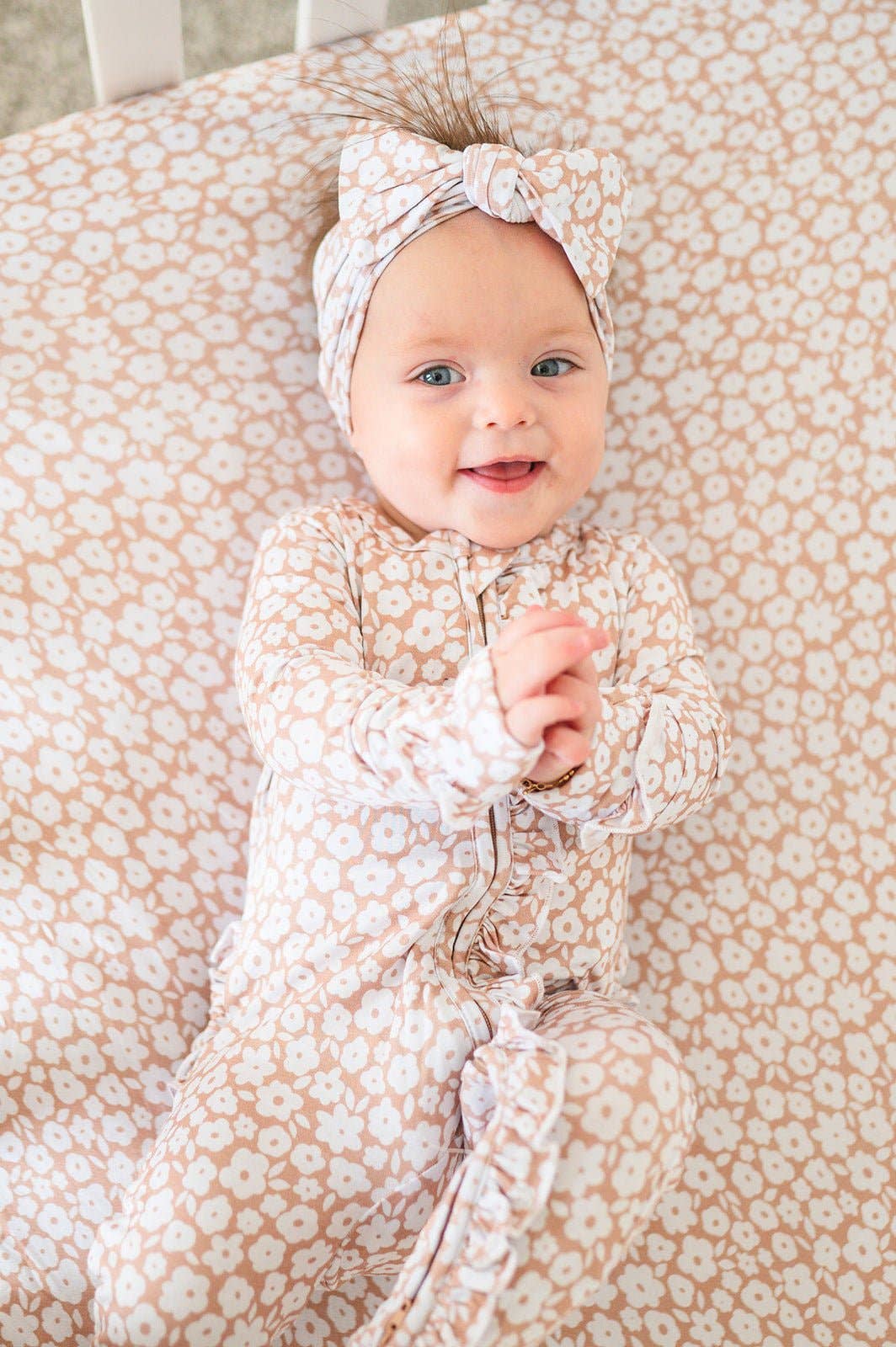 Harp Angel Boutique - Wholesale Cot/Crib Sheets - Bamboo Fitted Crib Sheet - Mocha Ditsy Floral3
