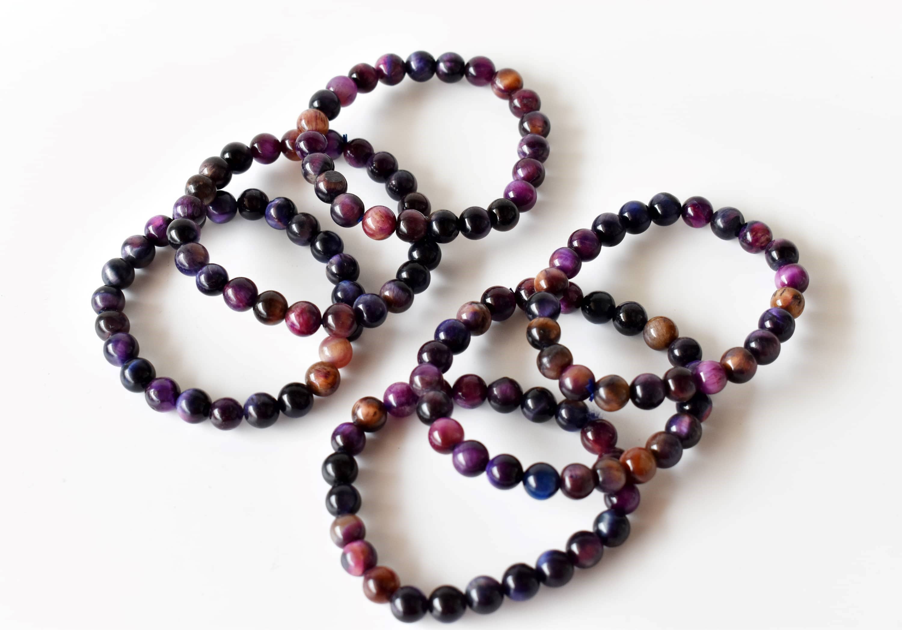 Soothing Crystals - Wholesale Beaded Bracelet - Healing Bracelet | Tiger Cats Eye Violet Gemstones Bracelets5