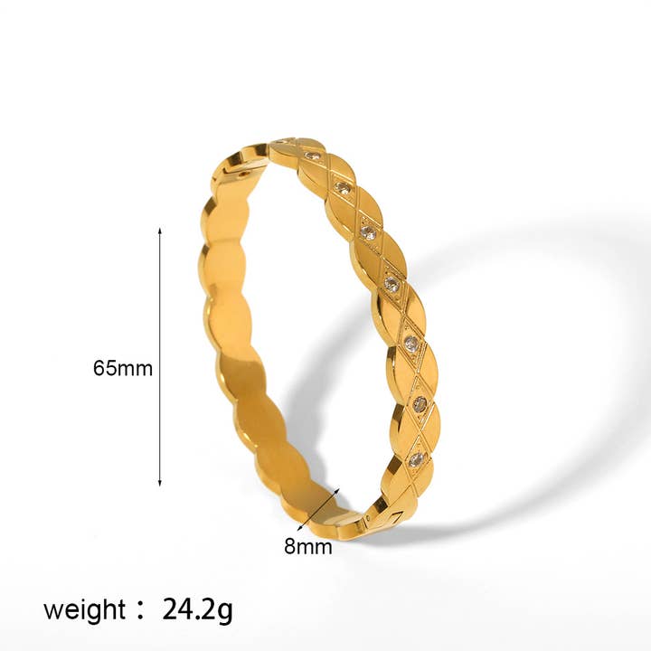 Mio Queena - Wholesale Cuff Bracelet - Multi Style 18K Gold Plated Stainless Steel Cuff Bangles-FGS
