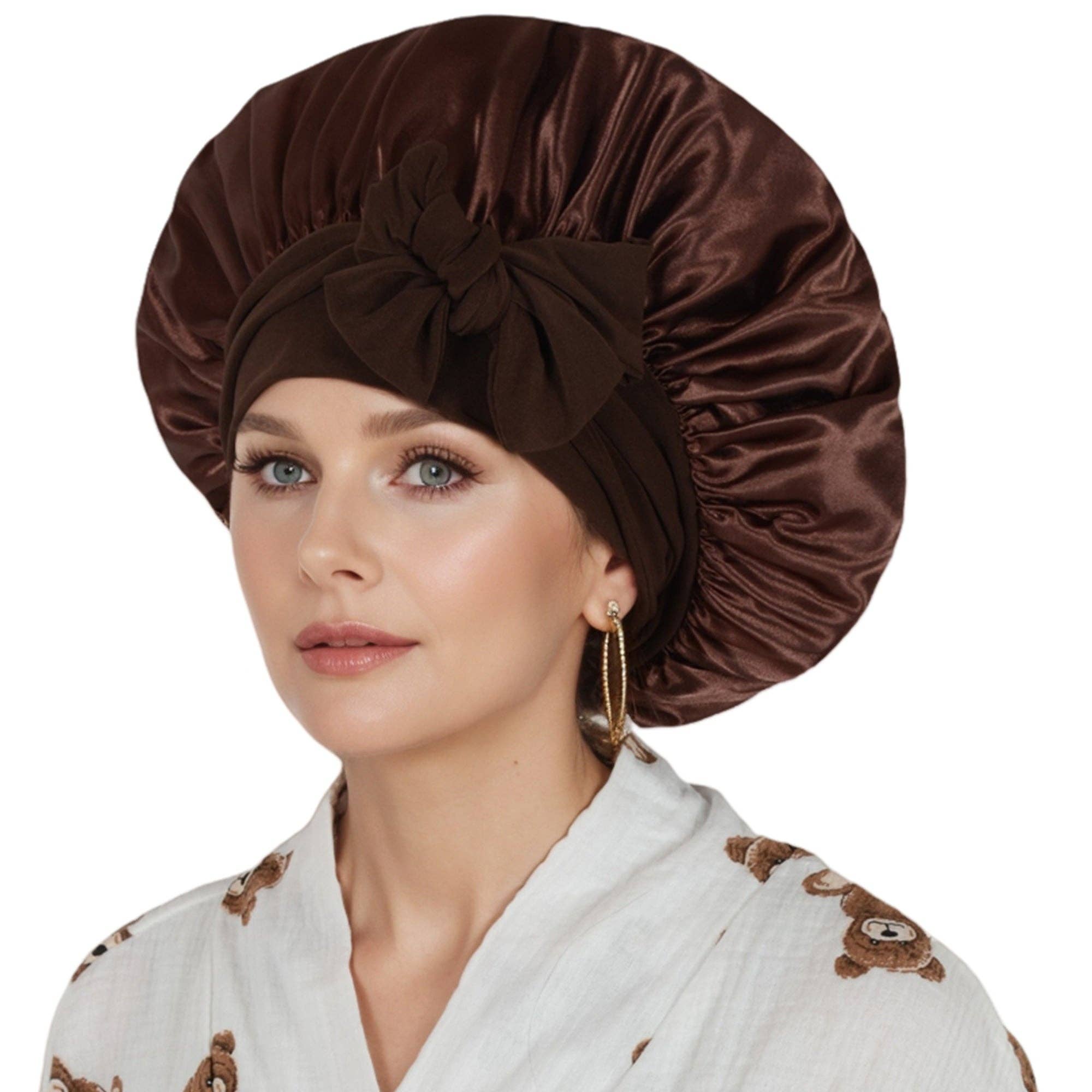 AK Brand - Vente Bonnet de nuit – femme - Bonnet en soie doublé satin avec long ruban à nouer10