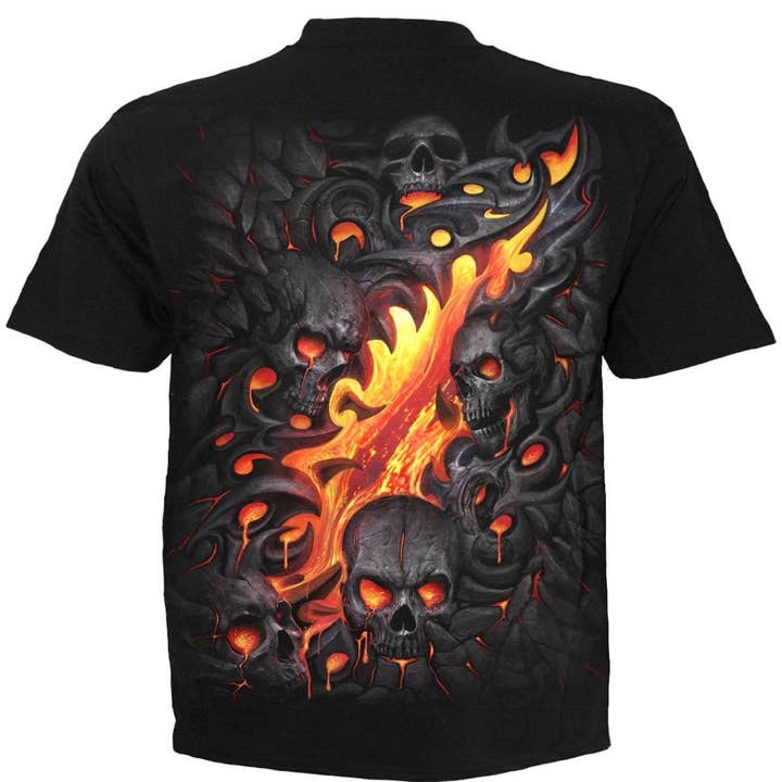 Spiral - Wholesale T-Shirt (Graphic) - Unisex - SKULL LAVA - T-Shirt Black