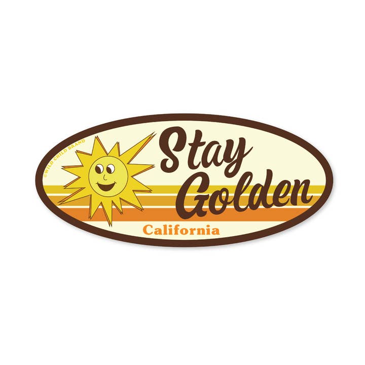 Stay Golden California Sticker | Retro Sunshine Vinyl Decal for wholesale by Wild Child Brand