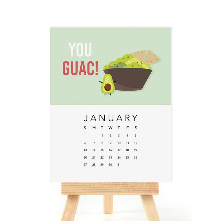 IMPAPER – Calendário por atacado – Calendário de Secretária 2026 "Food Puntastic" com Cavalete0