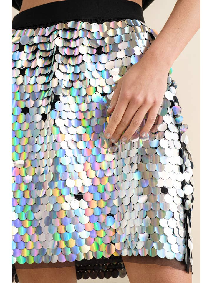 GOLD 32607S - Mirrored Disco Large Sequin Waist Mini Skirt for wholesale on Faire10