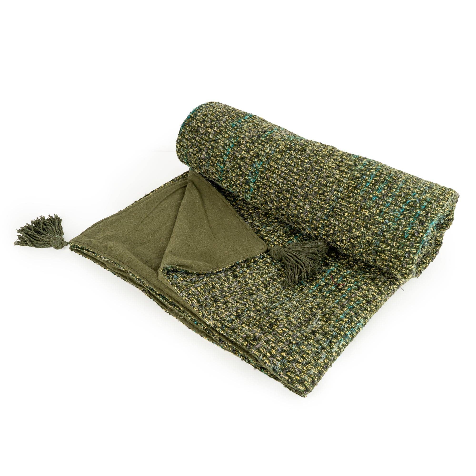 Candlelight Products Ltd – wholesale Throw blanket – Tasselled Throw - Olive Green 1pk0